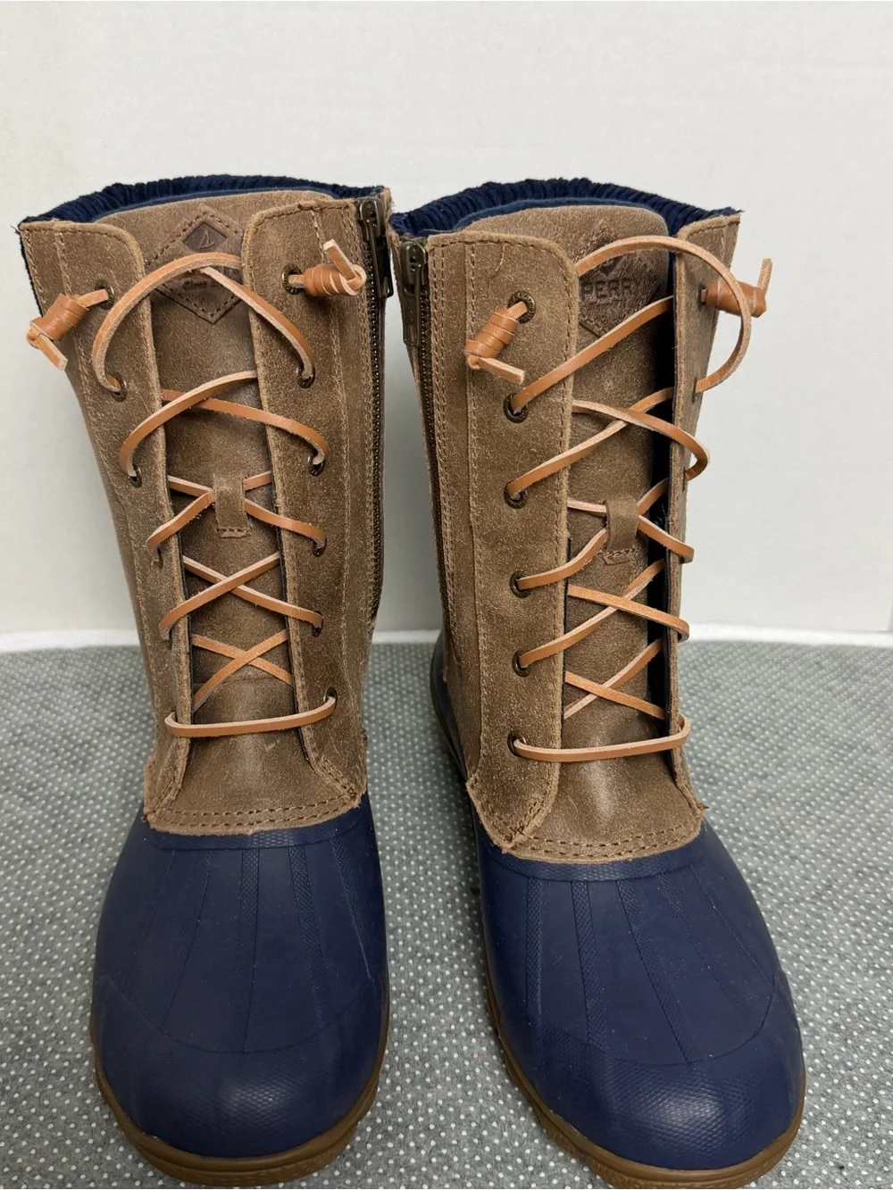 Khombu Tan and Black Lace-Up Faux-Fur Winter Boots